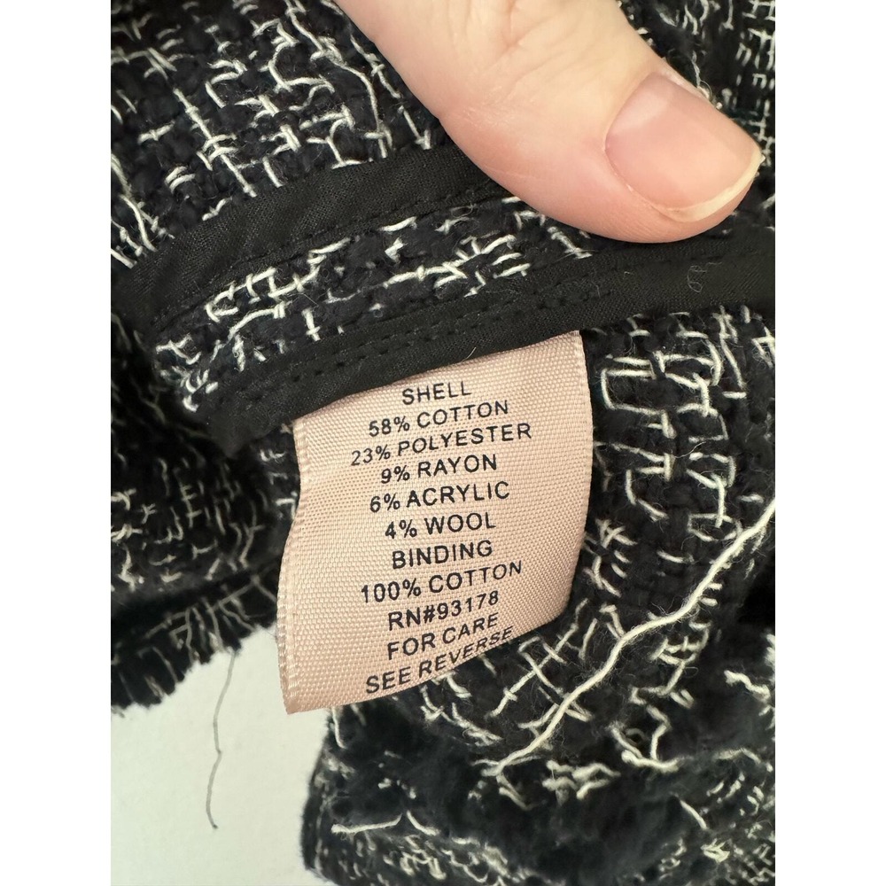 Philosophy Black and White Tweed Raw Hem Zip Front Jacket Size L NWT - Picture 6 of 6